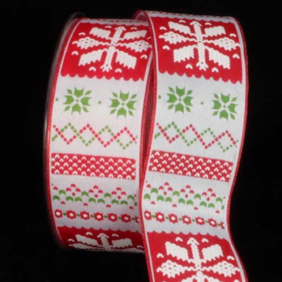 The Ribbon People Red and White Oslo Wired Craft Ribbon 1.5" x 27 Yards