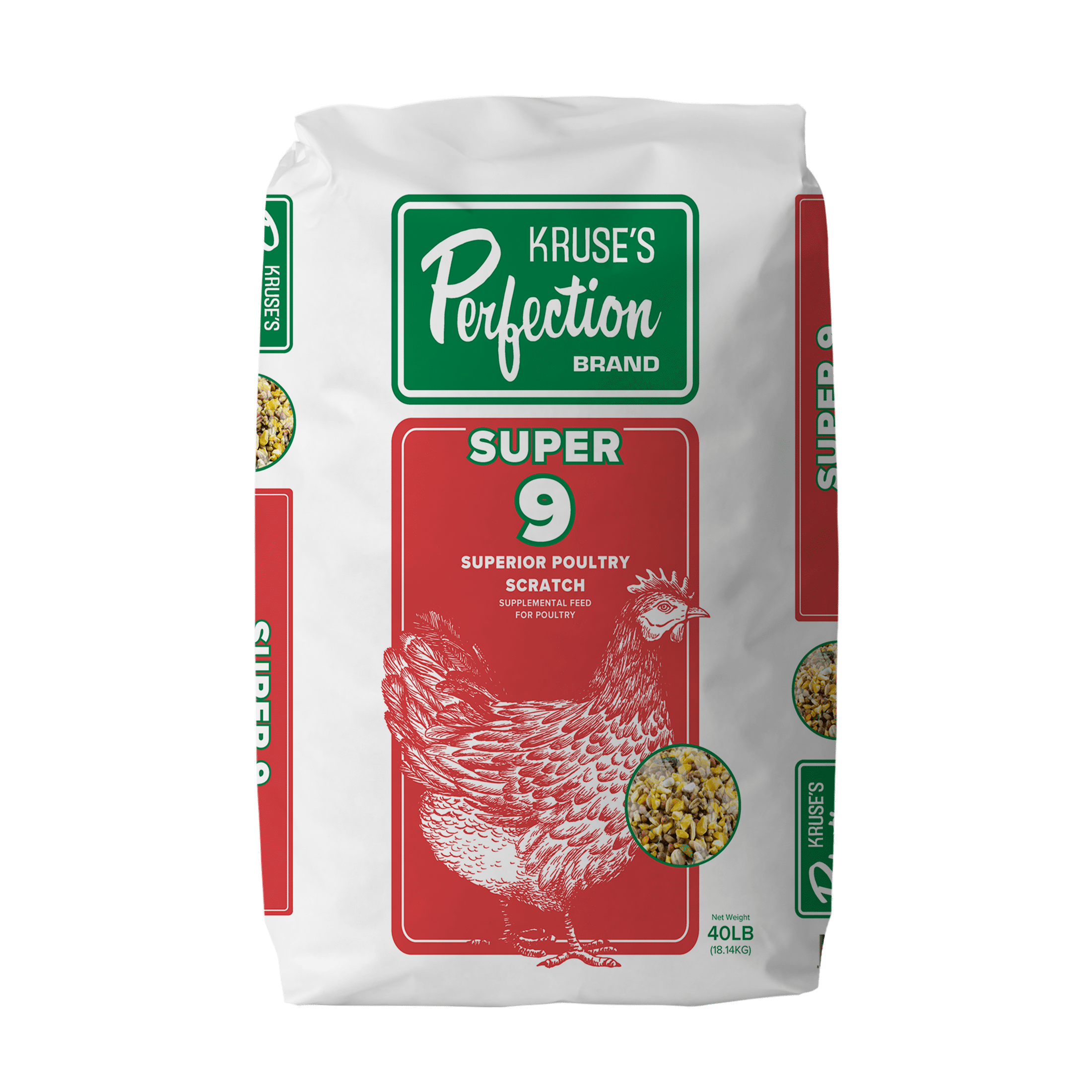 (3 pack) Kruse's Perfection Brand Super 9 Poultry Scratch Grain , 40 lb