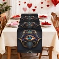 thumbnail image 4 of Fatima Hamsa Hand Evil Eye Ornaments Table Runner 13x72 Inch for Dining Table Kitchen Wedding Party Decor Fireplace Mantle, 4 of 6