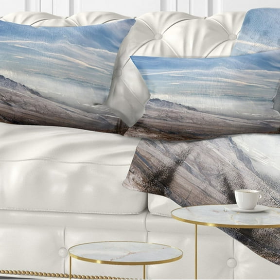 Designart 12" x 20" Blue Polyester Throw Pillow