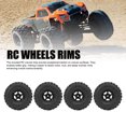 thumbnail image 3 of RC Wheel Rim Tires Set, 4PCS RC Crawler Wheel Rims Aluminum Alloy 5 Star Rims Set 120x46mm RC Tires Wheels Set, 3 of 7
