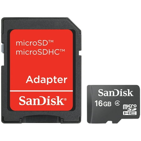 sandisk 16gb mobile microsdhc class 4 flash memory card with adapter-