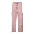 thumbnail image 5 of UDAUDU Womens Cargo Pants 2026 High Waist Baggy Casual Travel Parachute Trousers Loose Fit Y2K Streetwear with Multi Pockets Pink S, 5 of 5