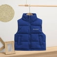 thumbnail image 2 of IVEYRTF Kids Boys Girls Sleeveless Quilted Vests Puffer Jacket Warm Outerwear Fall Winter Clothing for Children Toddler Youth Cold Weather Stand Collar Coat(Blue#1,5-6 Years), 2 of 3
