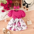thumbnail image 4 of RMGVDSD Toddler Girls Dresses Cute Short Sleeve Floral Dress With Bow Puff Sleeves A-Line Sundress Casual Holiday Birthday Easter Outfit 18-24 Months, 4 of 9