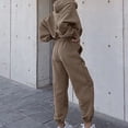 thumbnail image 2 of Ensemble de Survêtement pour Femmes 2024 Automne Hiver Manches Longues Col Rond Haut à Capuche avec Cordon de Serrage et Pantalon Ample Tenue Décontractée Deux Pièces, 2 of 7