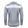 thumbnail image 4 of VgaVtl Long Sleeve Shirts for Men Collared Muscle Clothing for Men Loose Party Casual Plain Button up Silver Shirts,5XL, 4 of 9