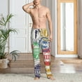 thumbnail image 2 of Sikiie Travel Stamp Mens Pajama Pants Sleep & Lounge Pants, PJ Bottoms With elastic waistb and Pockets Large, 2 of 6