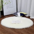 thumbnail image 3 of Fluffy Round Carpet White 50cm Diameter Soft Suede Sheepskin Rug, 3 of 5