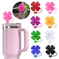 thumbnail image 3 of Ruifaya Bonita taza con pajita de silicona con forma de flor giratoria y tapa para pajita, 3 of 7