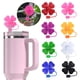 thumbnail image 3 of Ruifaya Bonita taza con pajita de silicona con forma de flor giratoria y tapa para pajita, 3 of 6