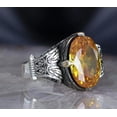 thumbnail image 4 of Zircon Ring-925k Unisex Silver Jewelry-Vintage Gemstone Ring-Gift for Him and Her-925k Turkish Handmade Sterling Silver Yellow Zircon Ring, 4 of 5