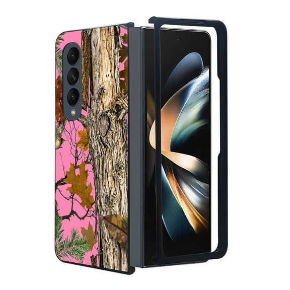 ANJ  Protective Snap-On Design Printed Case Compatible with Samsung Galaxy Z Fold 4 - Pink Tree Camo 3
