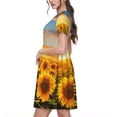 thumbnail image 2 of Disketp Beautiful Golden Sunflower Field para Vestido de Manga Corta para Mujeres, Vestidos de Verano para Mujeres, Casual y Holgado para la Playa, 2 of 6