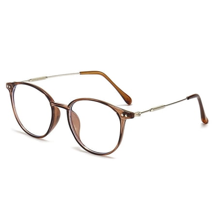 Men Women Vintage Frame Eye Protection Progressive Multifocal Anti-Blue Light Reading Glasses Ultra Light Glasses BROWN STRENGTH 200