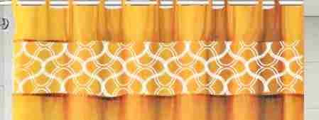15-Piece Bathroom Set: 2-Rugs/Mats, 1 -Fabric Shower Curtain, 12-Fabric Covered Rings Non Slip Rugs Home Dcor Geometric Orange