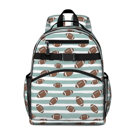 Football Stripe Blue Pattern Cute School Backpack Bag for School with Padded Back and Adjustable Shoulder Straps 15.25"x11.5"x5.25"