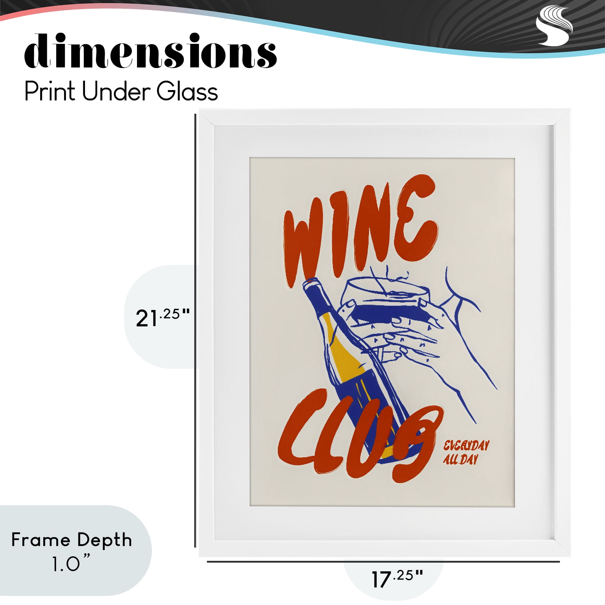 Stupell Industries Wine Club Every Day White Framed Print Under Glass, design by The Prints Vibe
