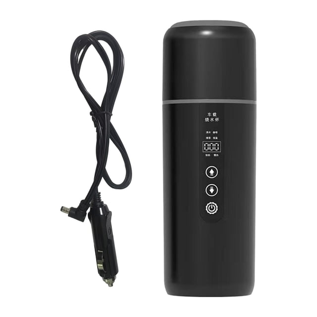 Hervidor de agua para coche de 12 V y 24 V, calentador de taza para calentar agua, preparar café, escuela negro