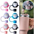 thumbnail image 2 of 1pcs Cute Penguin Straw Covers Cap Toppers for Stanley Cup 10mm, Silicone Cartoon Penguin Straw Tips Lids Protector BPA Free for 10mm Cup Accessories, Reusable Dust-Proof Straw Cap (Blue), 2 of 8