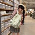thumbnail image 7 of Plaid Stripe School Backpack, Waterproof Laptop Backpack with Pendant, Nylon Lightweight Bag for Travel Work College, Green, 7 of 7