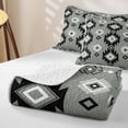 thumbnail image 4 of Erosebridal Bohemian Damask Twin Quilt Set, Boho Geometric Twin Coverlet Set, Sage Gray White Black 2 Pieces, 1 Bedspread and 1 Pillowcase, 4 of 7