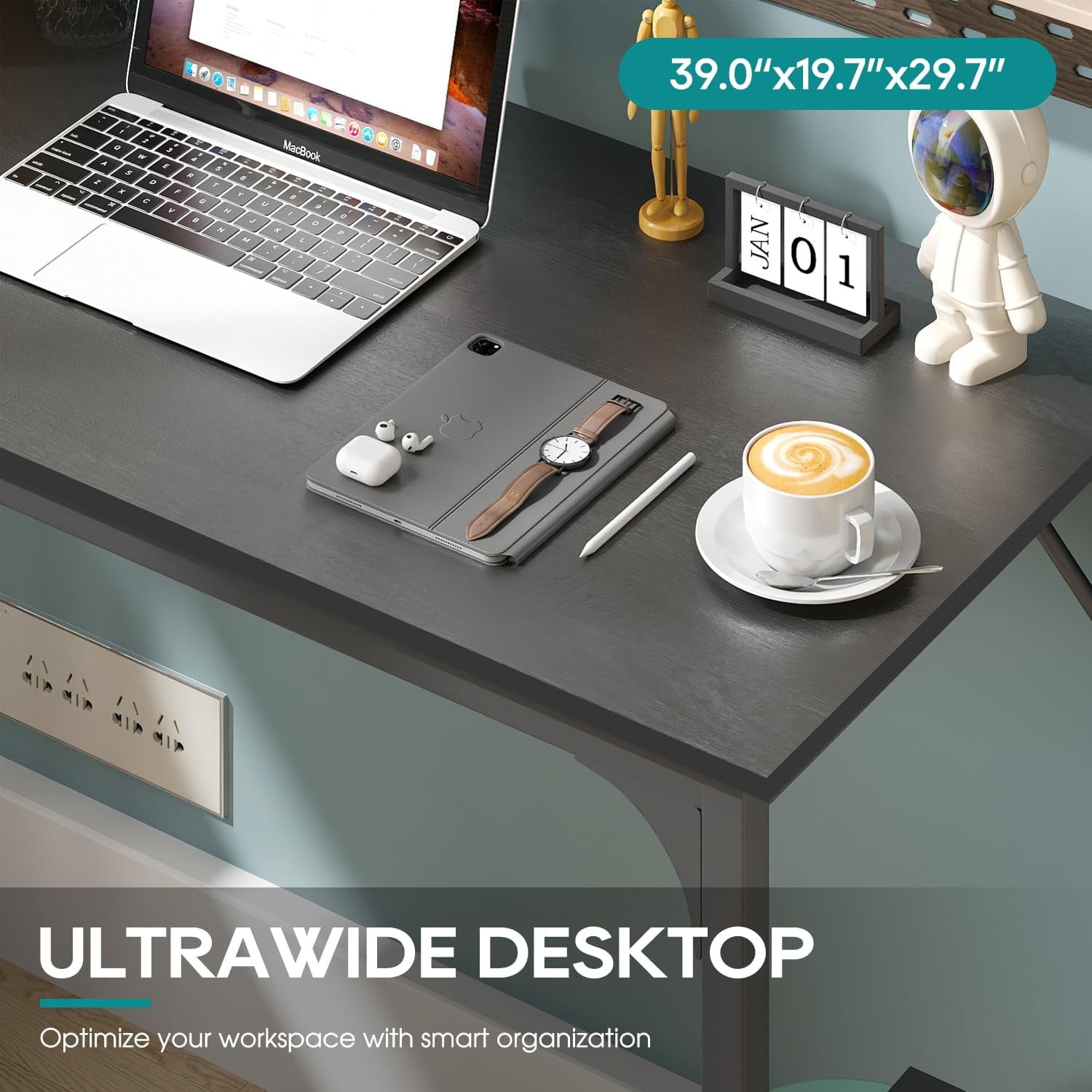 XF XINFENG Modern Office Computer Desk 39 inch Wooden Industrial Writing Desk Study & Work Table for Home Office, Black