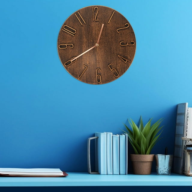 BESTYASH Outdoor Waterproof Clock Wall Clock Brown Plastic Timekeeping Homeowners Wall Mounting 1Set