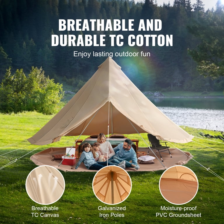 KFFKFF Canvas Bell Tent 6m/19.68ft 4-Season Camping Yurt Tent with