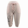 thumbnail image 2 of Lroveb Capri Pants for Women High Waisted Tummy Control Yoga Pants Solid Color Sports Draw Rope Pants Pink, 2 of 7