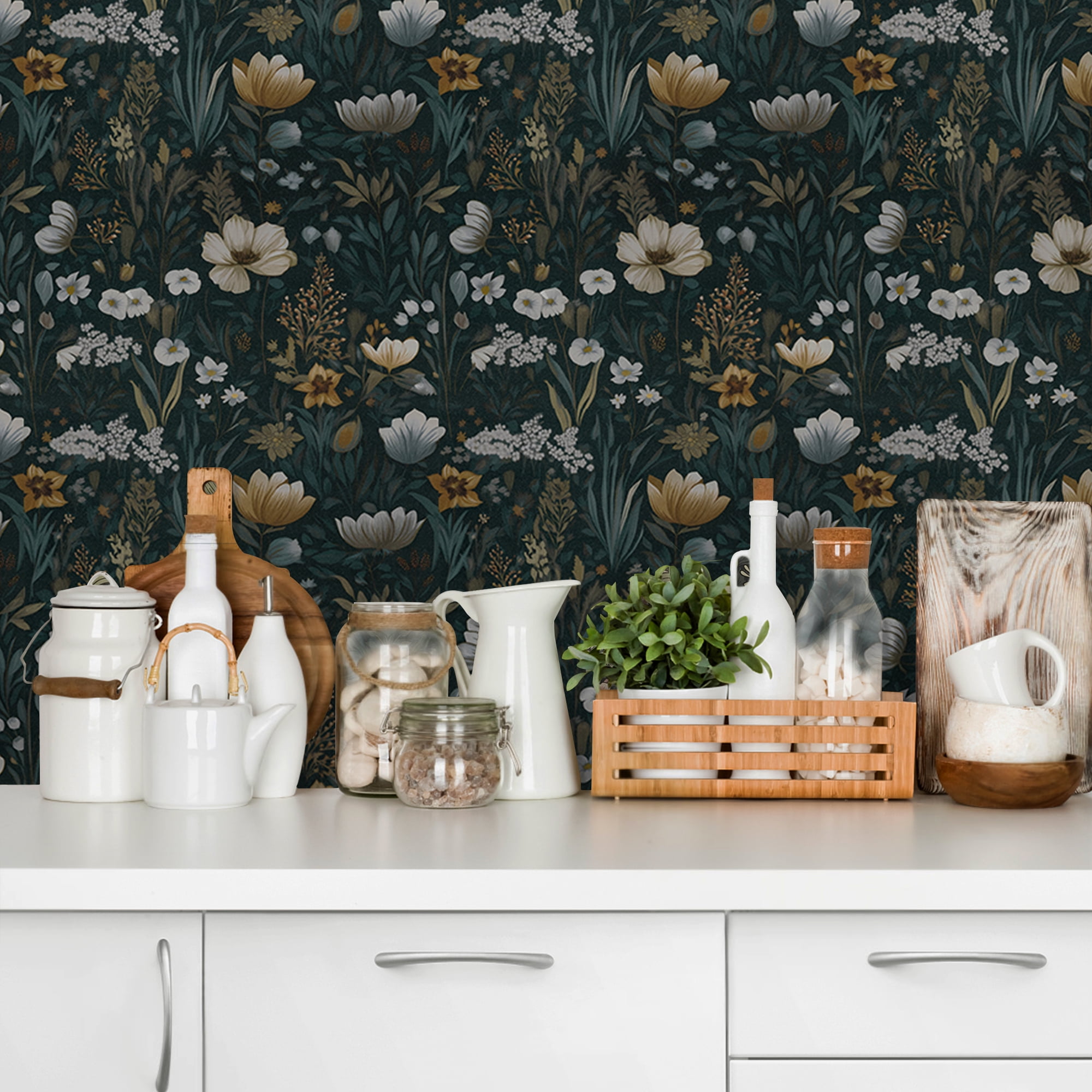 UMIGGEE Floral Wallpaper Peel and Stick Floral Wallpaper 17.3-in x 118-in Self Adhesive Flower Wall Paper Contact Paper Home Decor Wall Covering Old Furniture Renovation