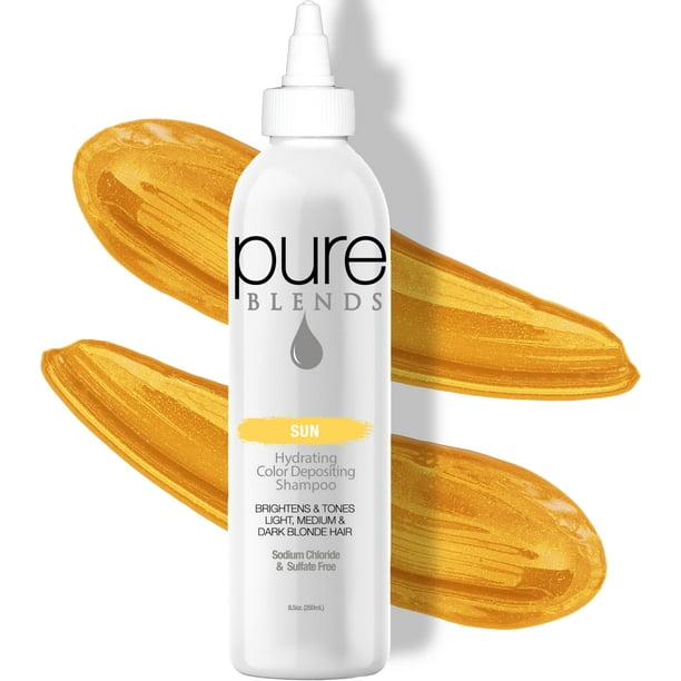 Champú depositante de color hidratante Pure Blends Sun: ilumina y tonifica el cabello descolorido con tinte semipermanente que previene la decoloración y extiende el servicio de color para cabello tra
