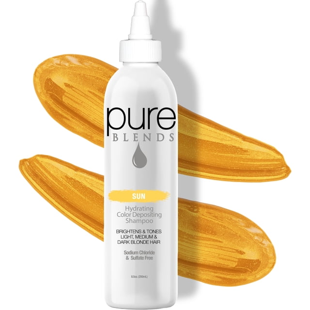Champú depositante de color hidratante Pure Blends Sun: ilumina y tonifica el cabello descolorido con tinte semipermanente que previene la decoloración y extiende el servicio de color para cabello tra