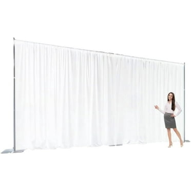Two Layers Backdrop Made with One Piece Chiffon Tulle & Polyester for Professional, White, 20 x 8 ft