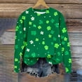 thumbnail image 4 of Women's St Patricks Day Plus Size Sweatshirt Long Sleeve Festival Print Color Block Crewneck Loose Casual Tops (XL, Green), 4 of 5