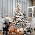 thumbnail image 1 of 7ft Snow Flocked Christmas Tree, Xmas Pine Tree with Solid Metal Legs, Perfect for Indoor and Outdoor Holiday Decoration, 1 of 10
