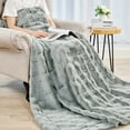 thumbnail image 4 of Home Soft Things Brick Textured Faux Fur Throw Blanket with Micromink Back, Luxury Soft Cozy Fluffy Fluzzy Plush Throw, 50x70 inches, Grey, 4 of 8