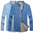 thumbnail image 2 of Fashion Brand Winter Jeans Shirt Men Warm Fleece Lined Velvet Denim Shirts Cowboy Coats Outwear Windbreaker Thick Clothing, 2 of 5