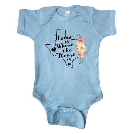 

Inktastic Texas Home is Where The Heart is with Watercolor Floral Gift Baby Girl Bodysuit