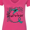 thumbnail image 4 of Inktastic Ovarian Cancer Survivor Butterfly Ribbon Women's V-Neck T-Shirt, 4 of 5