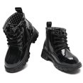 thumbnail image 7 of DADAWEN Toddler Boys Girls Combat Boots Waterproof Ankle Boots With Side Zipper Black/Glossy leather 13 Little Kid, 7 of 7