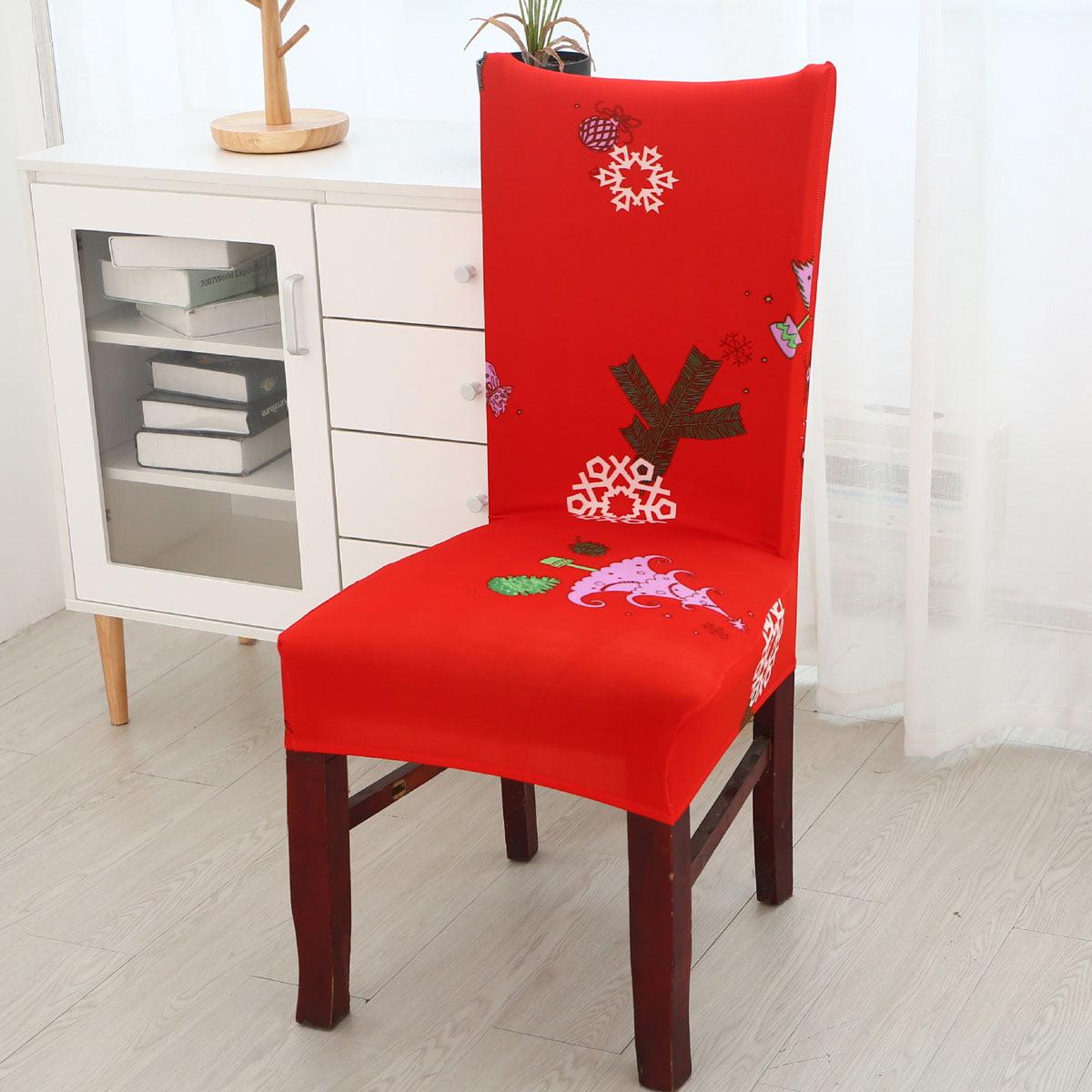 Christmas Chair Cover Stretch Wedding Banquet Dining Room Seat Slipcover Decor 