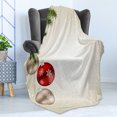 thumbnail image 4 of Christmas Soft Flannel Fleece Throw Blanket, Abstract Celebration Balls Coniferous Tree Branches Bowties, Cozy Plush for Indoor and Outdoor Use, 50" x 60", Beige Red Green, by Ambesonne, 4 of 5