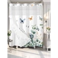 thumbnail image 4 of Eucalyptus No Hook Shower Curtain Waterproof, Bathroom Curtains with Snap in Liners and See Through Top Window, Spring Butterfly Nature Plant Aesthetics Hotel Style Bathtub Curtains Shower 72"Wx78"L, 4 of 8