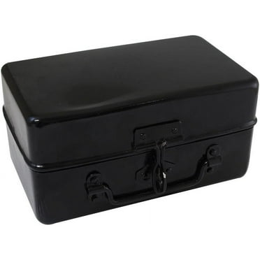 Bin Buddy Sturdy Security Storage Box with Key Lock, 8" x 4.5" x 4", Black