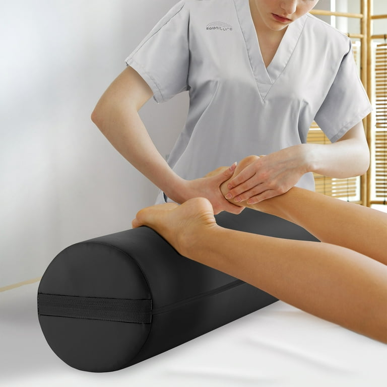 Saloniture Jumbo Round Massage Table Bolster Pillow Pad - 26 x 9 Inch -  Black 