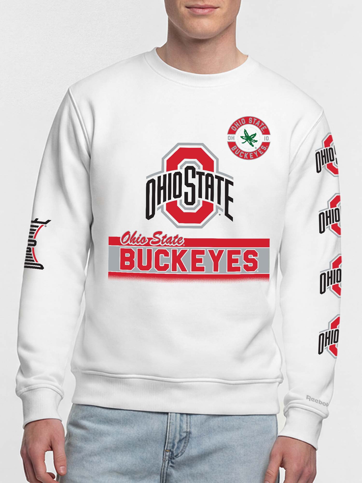 Ohio State Buckeyes Reebok Mens White Crew Sweatshirt
