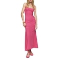 thumbnail image 1 of FOCUSNORM Femmes Bretelles Spaghetti Robe Sans Manches Été en Tricot Couleur Unie Longue Robe de Soirée pour la Plage Cocktail Boîte de Nuit, 1 of 6