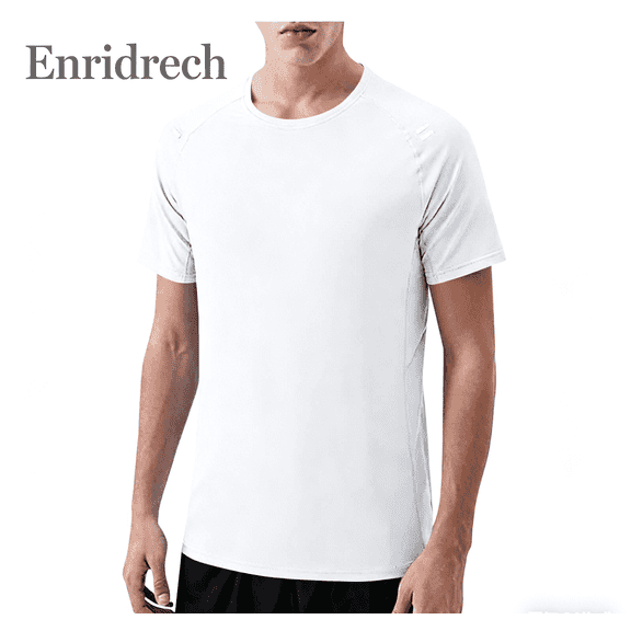 Enridrech Men's Quick Dry Tshirt Crew Neck Short Sleeve T Shirt Solid Color Casual Stylish Summer Tee Basic Top