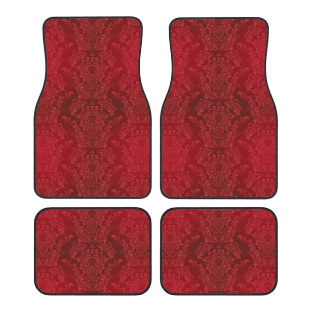 Balery Vintage Burgundy Juego de 4 Alfombrillas para Auto, Revestimientos de Caucho Resistente, Diseño Antideslizante